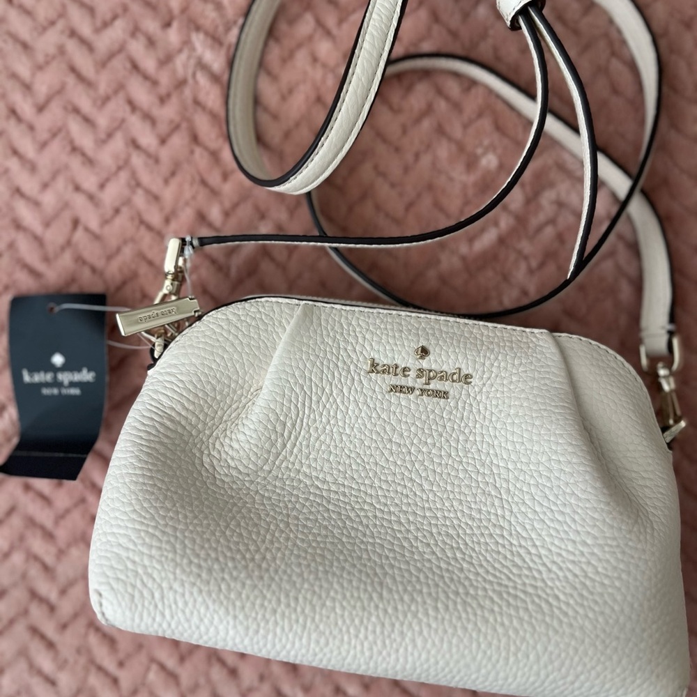 kate spade Cream Pebbled Leather Crossbody with Gold Hardware